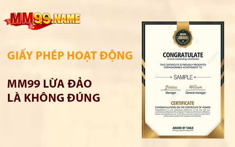 Giấy phép hoạt động  - Chứng Minh Website MM99 Lừa Đảo Là Không Đúng